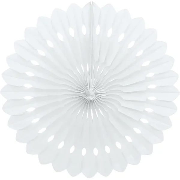 UNIQUE PARTY TISSUE PAPER FAN DECORATION 40CM - WHITE