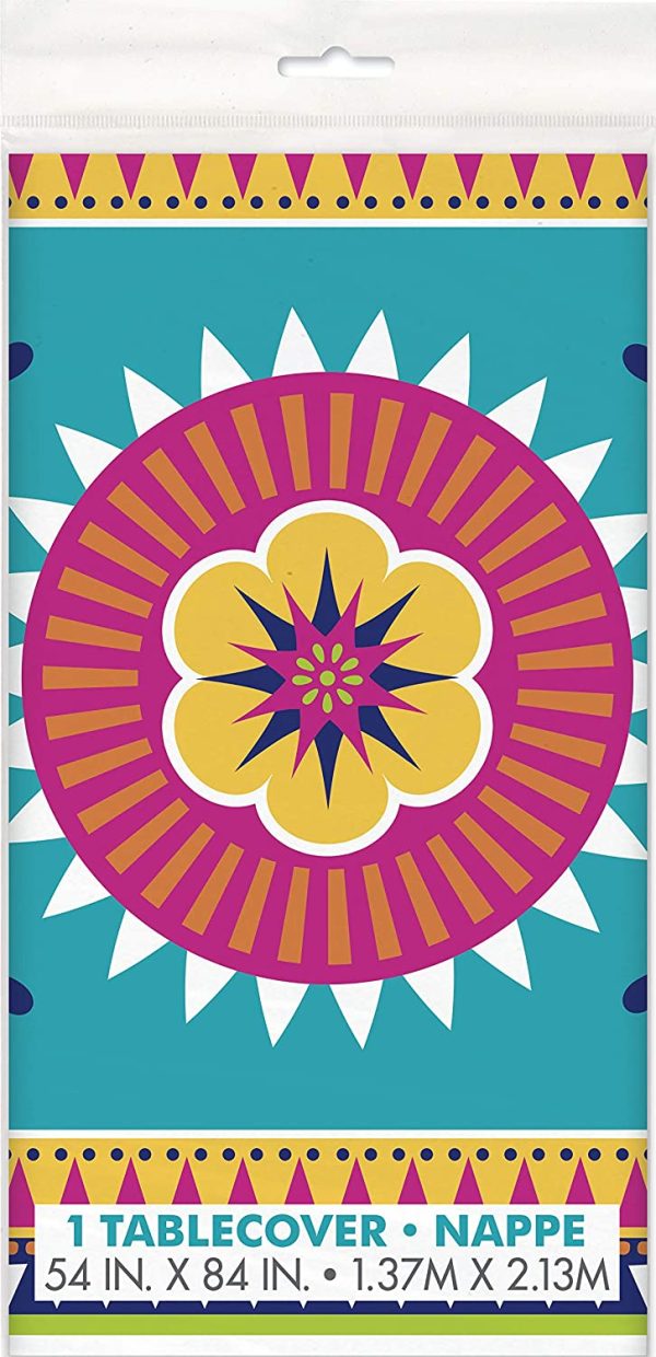 UNIQUE PARTY BOHO FIESTA PLASTIC TABLE COVER 54 X 84