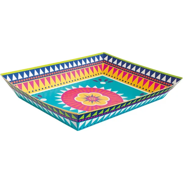 UNIQUE PARTY BOHO FIESTA SQUARE SNACK PLATE