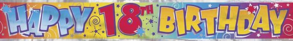 UNIQUE PARTY HAPPY 18TH BIRTHDAY FOIL PARTY BANNER 12FT