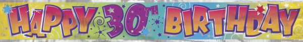 UNIQUE PARTY HAPPY 30TH BIRTHDAY FOIL PARTY BANNER 12FT