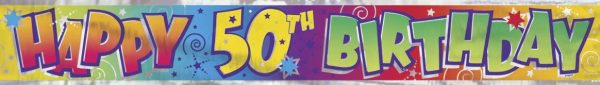 UNIQUE PARTY HAPPY 50TH BIRTHDAY FOIL PARTY BANNER 12FT