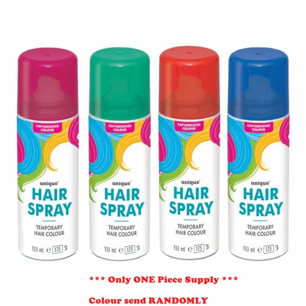 UNIQUE PARTY NEON HAIR ASSORTED COLOUR SPRAYS 4.5 OZ / 133ML