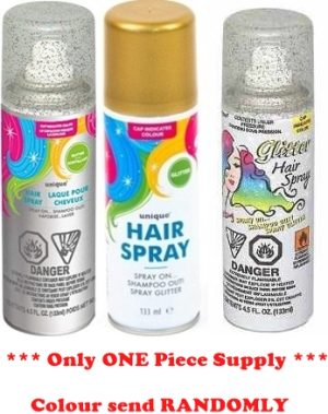 UNIQUE PARTY SILVER GLITTER HAIR COLOUR SPRAYS 4.5OZ / 133ML