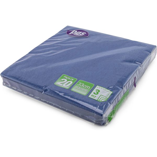 PPS NAPKINS 3 PLY 33CM X 33CM PACK OF 20 - DARK BLUE