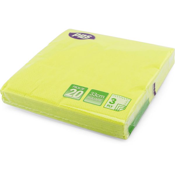 PPS NAPKINS 3 PLY 33CM X 33CM PACK OF 20 - LIME