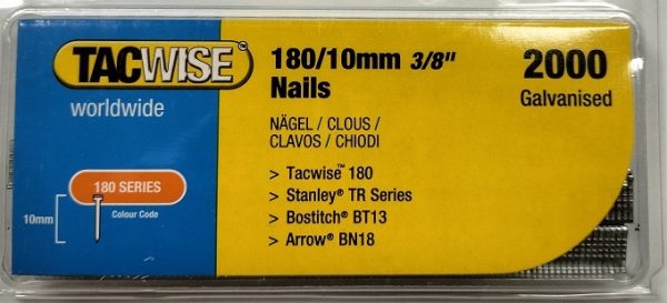 TACWISE 180/10MM GALVENISED NAILS B/2000