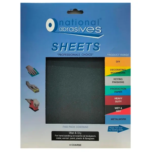 NATIONAL ABRASIVES WET & DRY SHEET COARSE 280 X 230MM PACK OF 4