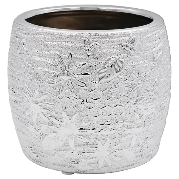 SILVER ART BEES PLANT POT - SMALL