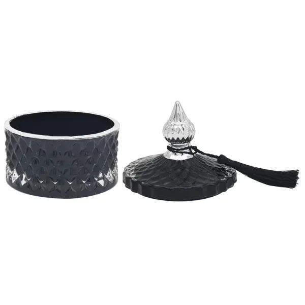 DECORATIVE BLACK TRINKET JAR - SMALL