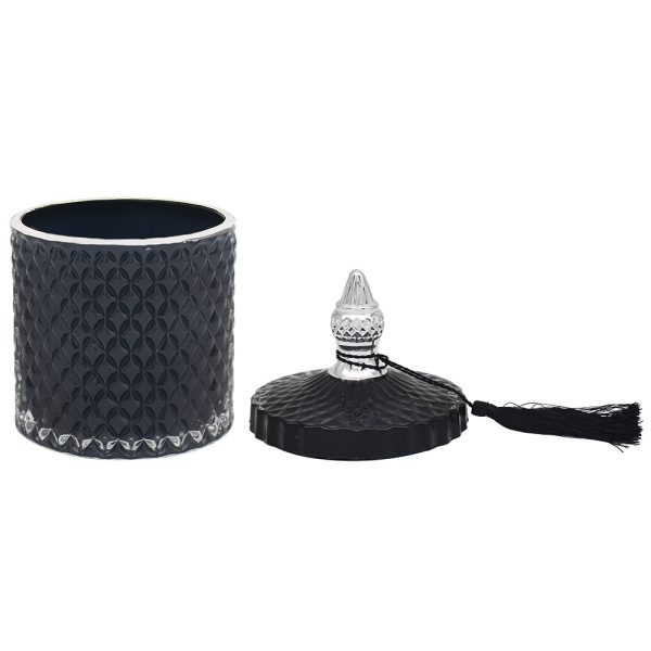 DECORATIVE BLACK TRINKET JAR - MEDIUM