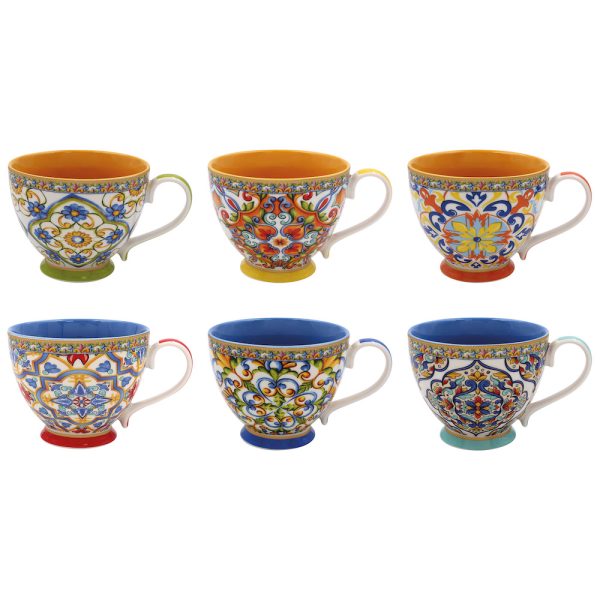 THE LEONAEDO COLLECTION ASSORTED DESIGN TUSCANY MUGS