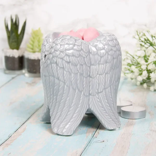 LEONARDO GREY CERAMIC ANGEL WING WAX MELT/OIL BURNER