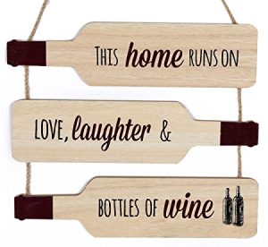 BOTTLE SHAPE WALL PLAQUE 30CM HOME LOVE LAUGHTER