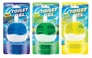 DUZZIT PACK OF 3 TOILET LIQUID TOILET BLOCK & HOLDER