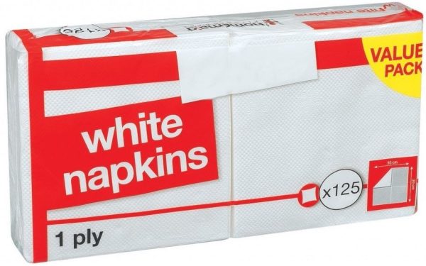 HOMEMAID 1 PLY WHITE NAPKINS PACK OF 125