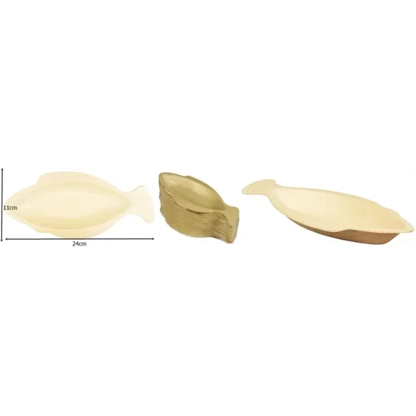 25 FISH SHAPE PLATES PALM LEAF 24CM X 11CM X 2.5CM