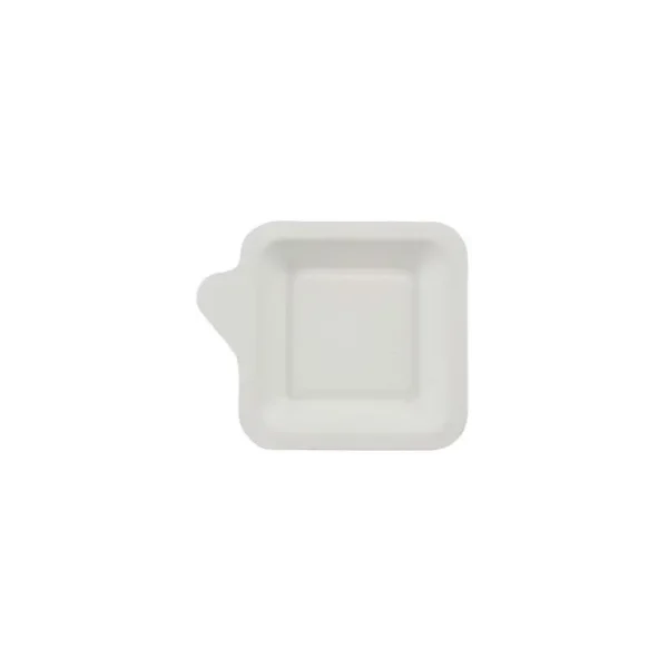 50 PLATES SQUARE WITH HOLDER WHITE SUGAR CANE 11.3CM X 11.3CM