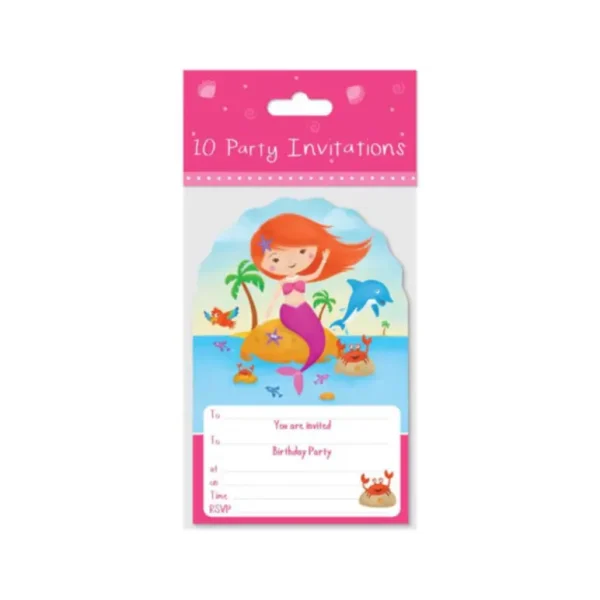 10 MERMAID DESIGN INVITATIONS CARDS