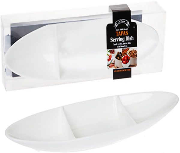 3 PART CANOE SHAPE TAPAS DISHES