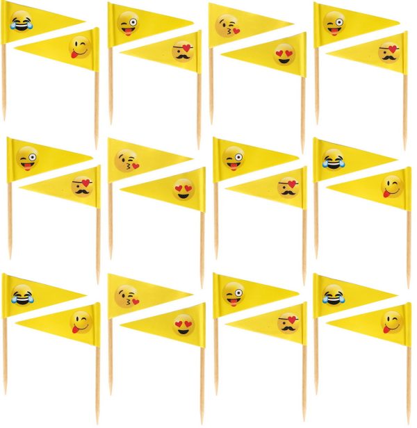 24 PCS SMILE FACE FOOD FLAG