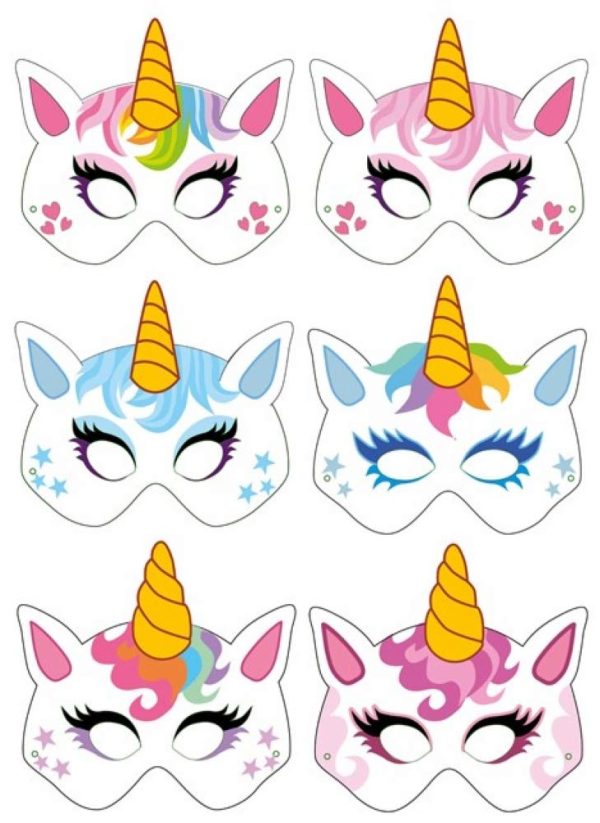 UNICORN PARTY MASKS PACK OF 6