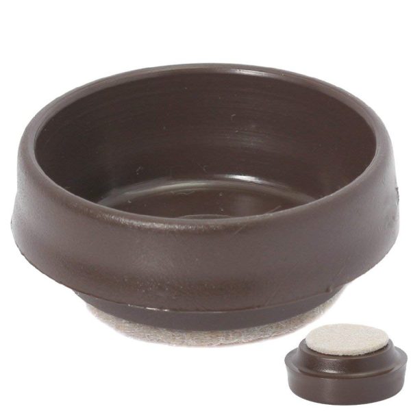 BROWN CASTOR CUP WITH FELT LARGE 65MM