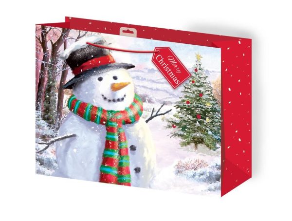 PAINTED SNOWMAN GLITTER LARGE BAG