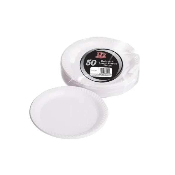 50 DELUXE PLASTIC PLATES 9" / 22CM