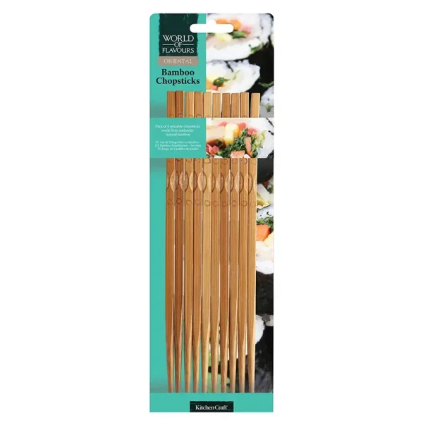 KITCHEN CRAFT ORIENTAL BAMBOO CHOPSTICKS PACK OF 10