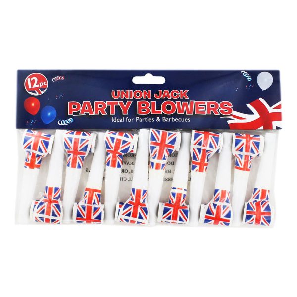 UNION JACK DESIGN PARTY BLOW OUTS Pack Of 12