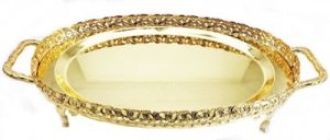 OVAL GOLD TRAY FOOTED (G303)