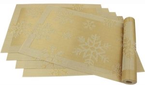 30 X 45 CM GOLD XMAS PLACMATS SNOWFLAKE