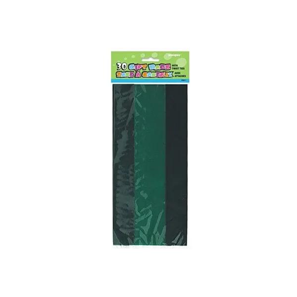 30 PACK FOREST GREEN CELLO BAGS