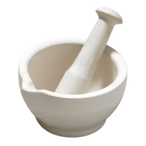 SCRATCH WHT MORTAR & PESTLE 11.8X6.5CM