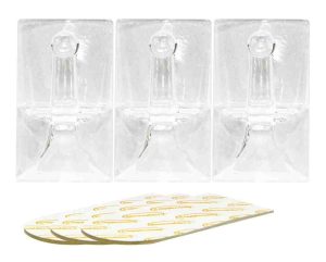 3 PCS REMOVABLE TRANSPARENT ADHESIVE HOOKS 50 X 30 MM