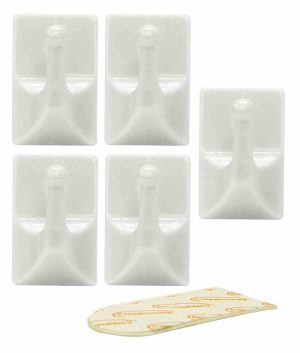 5 PCS MINI REMOVABLE ADHESIVE HOOKS WHITE 30 X 20 MM