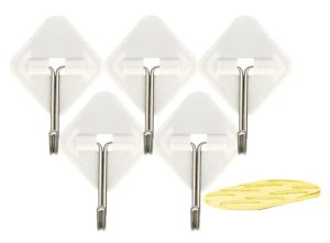 5 PCS REMOVABLE ADHESIVE METAL HOOKS WHITE 35 X 31 MM