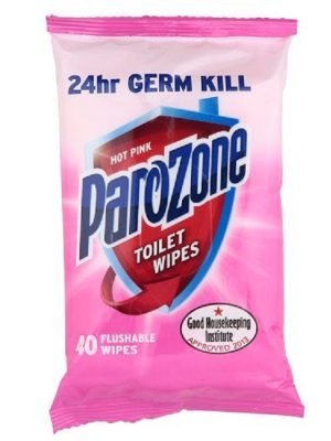 PARAZONE FLUSHABLE TOILET WIPES 24HRS GEM KILL PACK OF 40