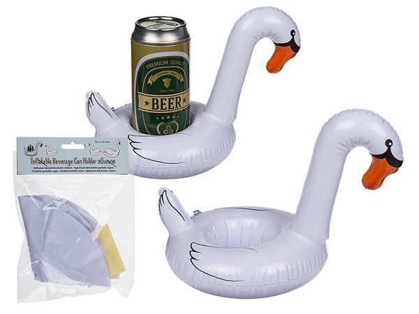 INFLATABLE FLOATING BEVERAGE CAN HOLDER SWAN SHAPE 18CM