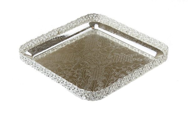 SILVER PLATED SQUARE DECORATION TRAY