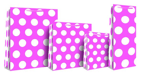 FUSCHIA POLKA DOTS LARGE GIFT BAG