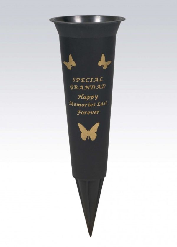 SPECIAL GRANDAD PLASTIC SPIKE MEMORIAL VASE 33X 11 CM