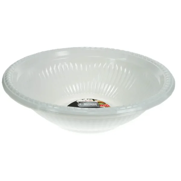 WHITE DISPOSABLE PLASTIC BOWLS 5PACK OF 10 INCH (25CM)