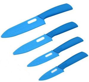 SAB SET OF 4 CERAMIC SOFT BLUE HANDLE