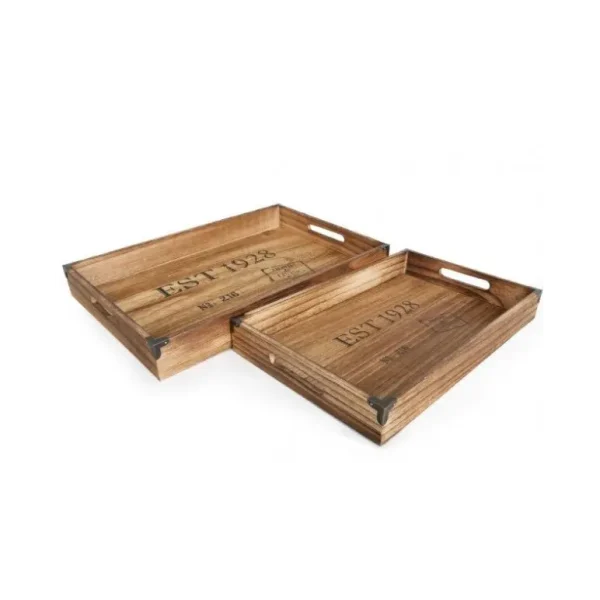 SET OF 2 GENERALSTORE WOOD TRAYS