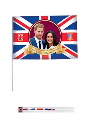 ROYAL COUPLE HAND HELD FLAGS PLASTIC 12 X 8 INCH