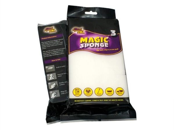 SQUEAKY CLEAN MAGIC SPONGE WET WIPE & EARSE PAD PACK OF 3