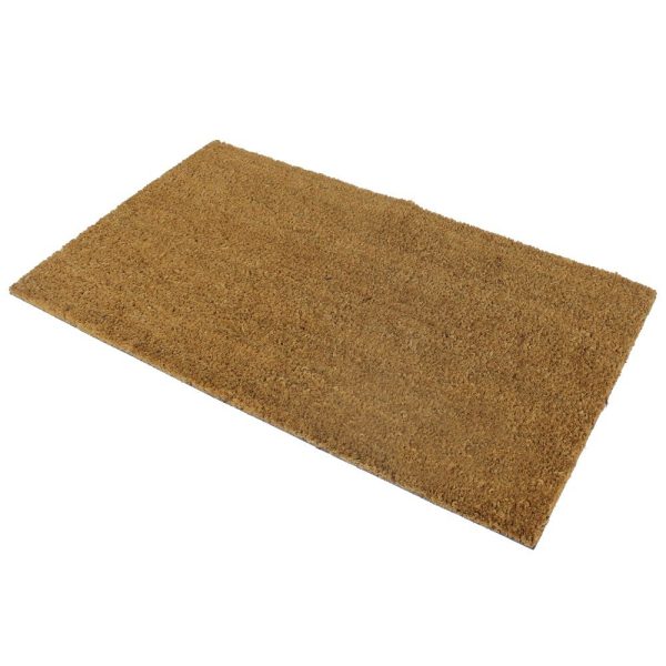 JVL PLAIN NATURAL 100% COIR PVC BACKED DOOR MAT 58CM X38CM