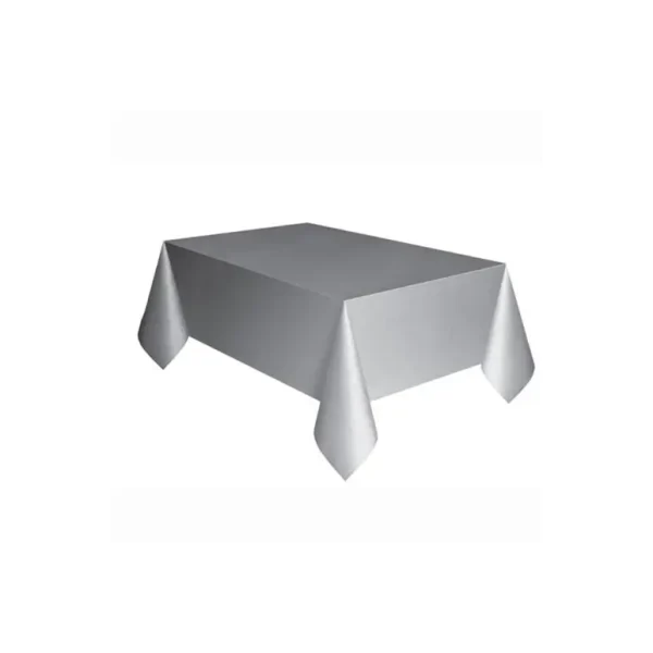 CAROLINE PLASTIC TABLE COVER SILVER 1.37M X 2.74M (54 INCH X 108 INCH)